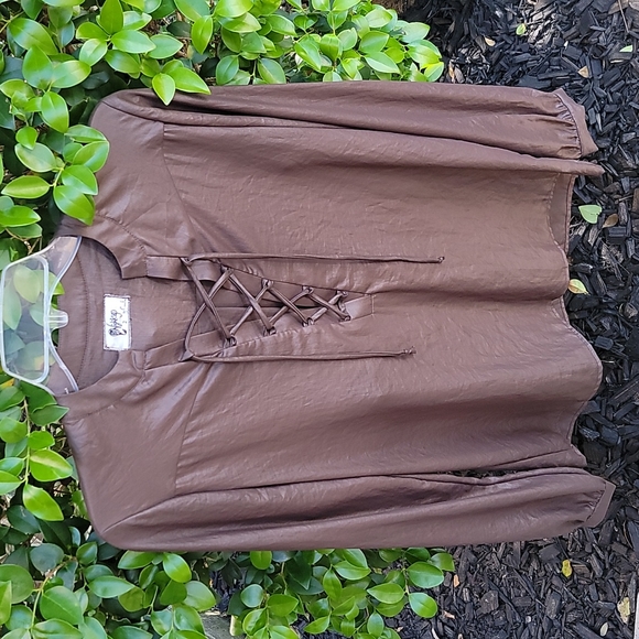 Nightcap Chocolate brown shine top - Picture 1 of 8